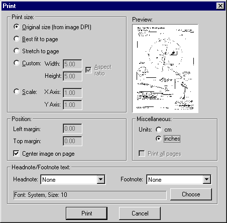 Ifranview print panel
